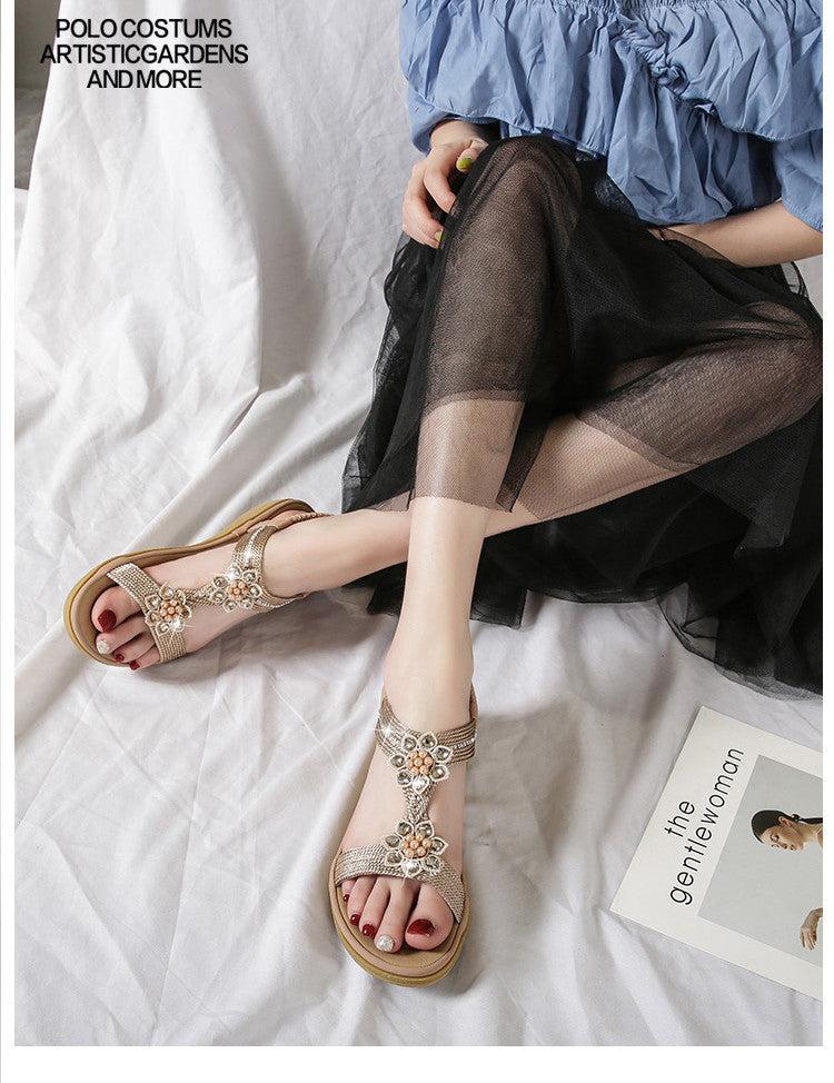 Sandales Bohèmes Fleur & Strass