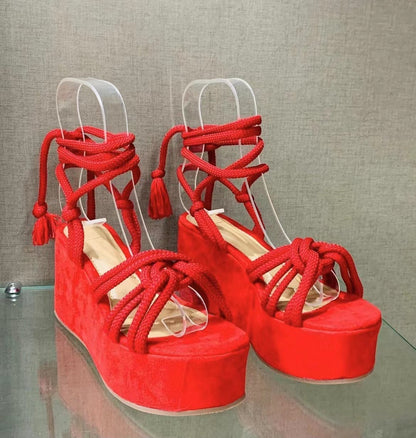 Sandales Compensées Talons Hauts Femme